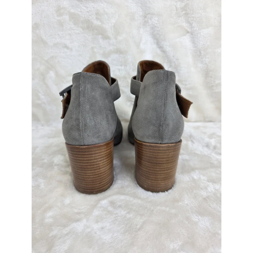 Aquatalia Freddie Grey Suede Cutout Ankle‎ Boots Block Heel Made in Italy